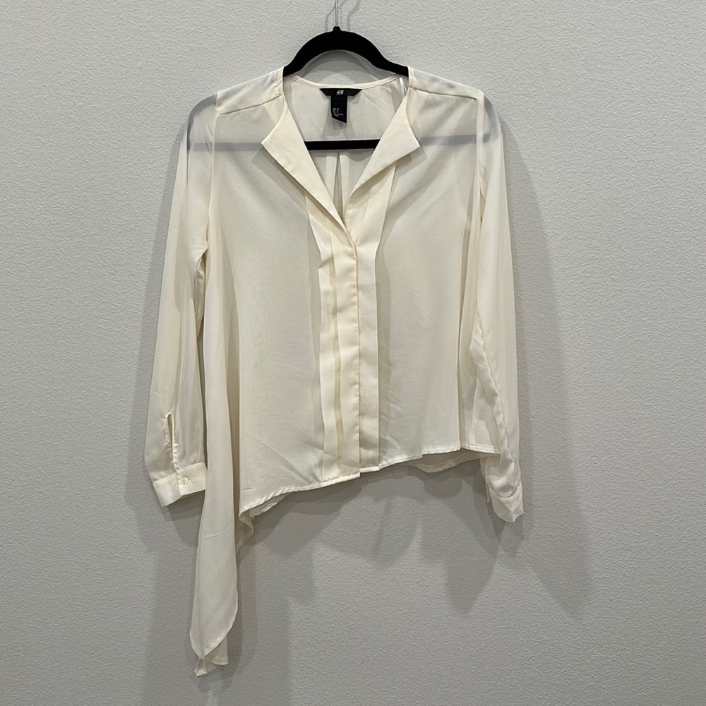 Cream Long Sleeves Work Top